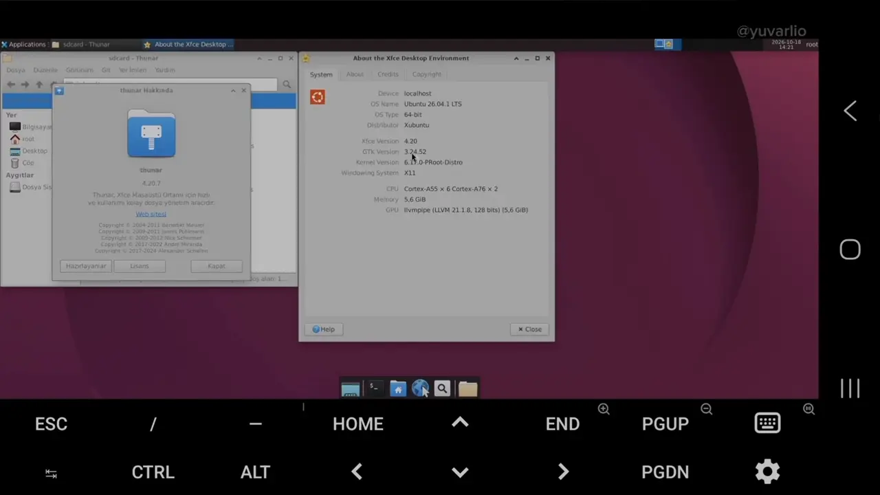 Termux X11 Ubuntu görüntüsü